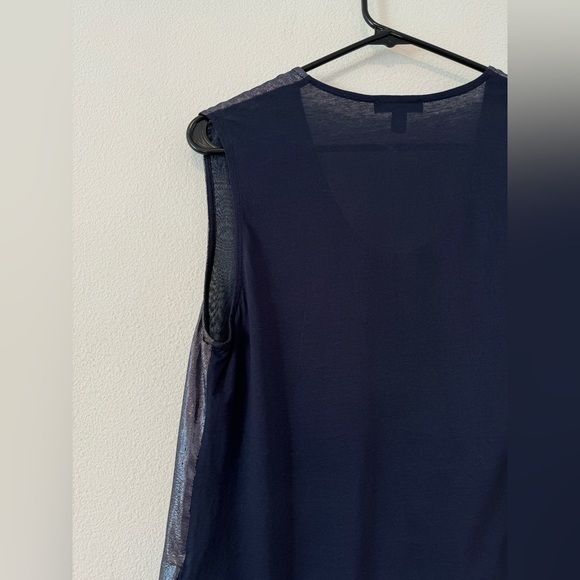 J.Crew Metallic Front Silk Blend Curved Hem Scoop Neck Blue Sleeveless Top Small - Picture 9 of 14
